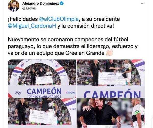 Crónica / Atendé la dedicatoria del capo de la Conmebol, APF y del Ministro de Deportes a Olimpia