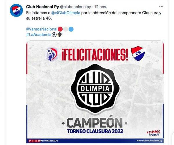 Crónica / Olimpia campeón: Solo 4 de los 11 clubes lo felicitaron por la 46