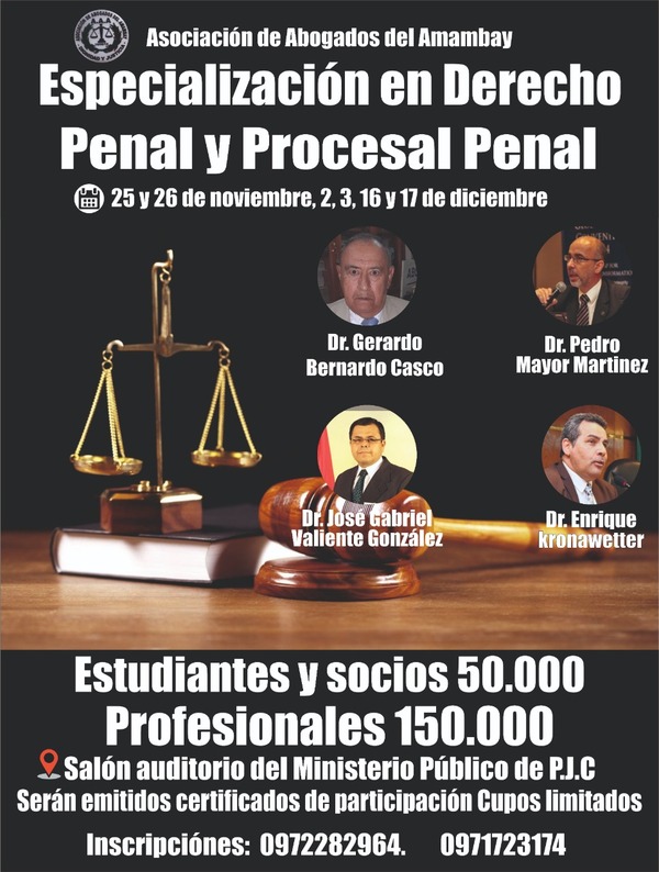 Organizan especialización en Derecho Penal y Procesal Penal para abogados y estudiantes - Radio Imperio