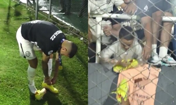 El gran gesto de Derlis González con un pequeño hincha franjeado