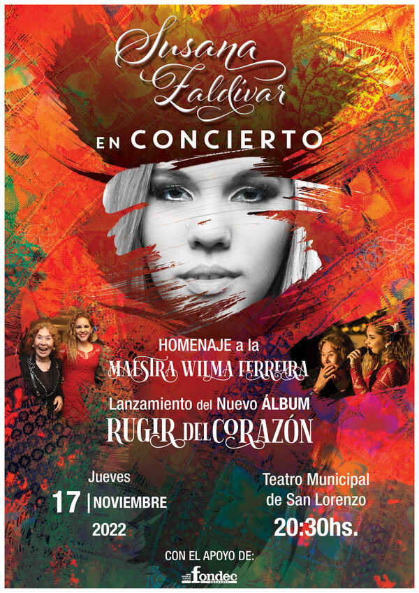 Susana Zaldivar lanzará en concierto su disco "Rugir del Corazón" » San Lorenzo PY