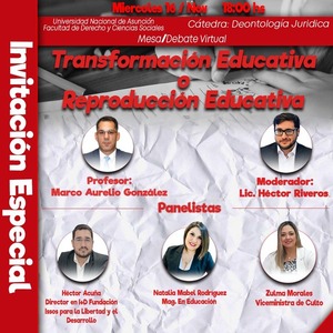 Invitan a estudiantes de la UNA a un Panel de debate virtual: ¿Transformación o reproducción educativa? - Informatepy.com