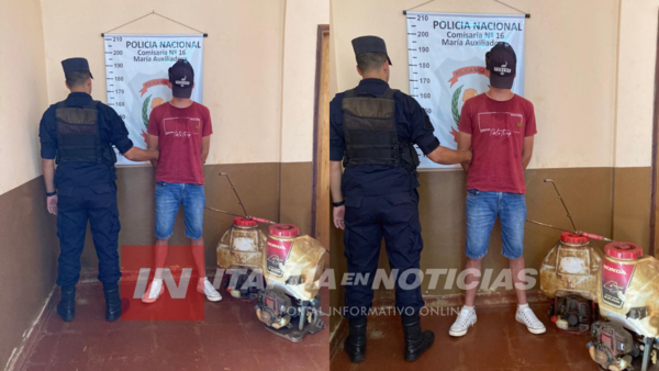 APREHENDIERON A SUPTO. LADRÓN DE PULVERIZADORAS