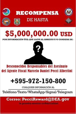 EE.UU ofrece recompensa de US$ 5 millones por información "útil" sobre responsables del asesinato de Pecci - Unicanal