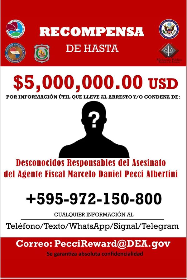 EE.UU ofrece recompensa de US$ 5 millones para quienes brinden información sobre autores del asesinato de Pecci - trece
