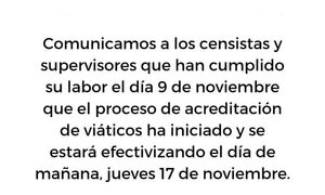 Comenzarán pago a censistas y supervisores