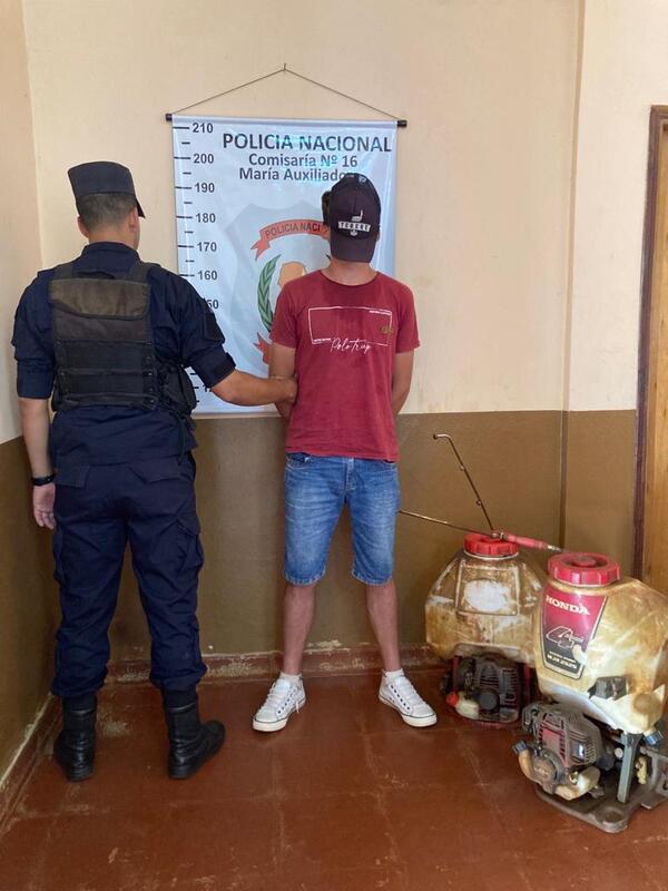 Aprehenden a joven tras hurtar pulverizadoras en María Auxiliadora