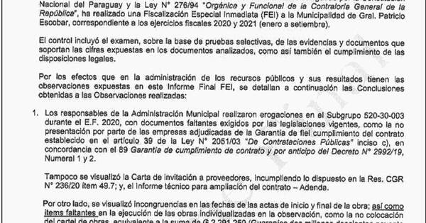 La Nación / CGR detecta irregularidades porG. 2.196 millones en Escobar