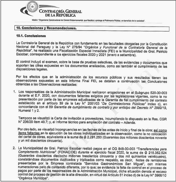 Diario HOY | Detectan irregularidades por G. 2.196 millones en Escobar