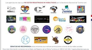 Sepa cuales son las empresas de turismo NO habilitadas NI registradas ante la SENATUR