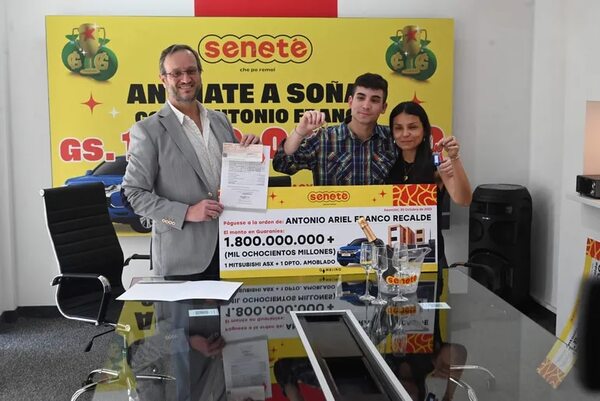 Joven ganó millonario pozo, más departamento y un vehículo con Seneté - Empresariales - ABC Color