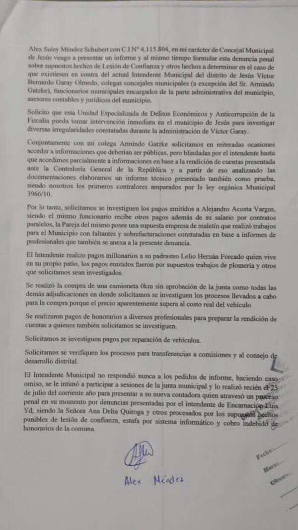 Denuncian que intendente de Jesús incidentó manifestación de vecinos - Nacionales - ABC Color