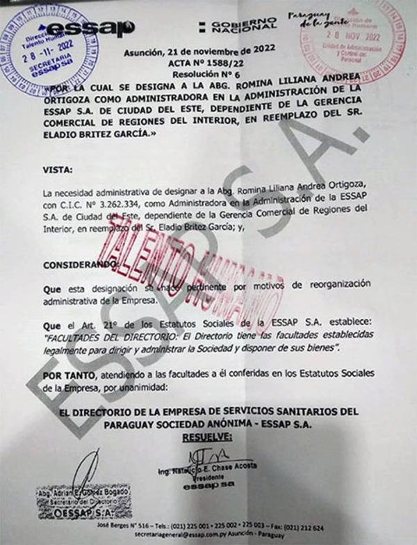Destituyen a amigo de Vaesken como administrador de la Essap de CDE | DIARIO PRIMERA PLANA