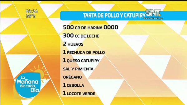 Bloque Cocina de la Mañana de Cada Día: “Tarta de Pollo con Katupiry” - SNT