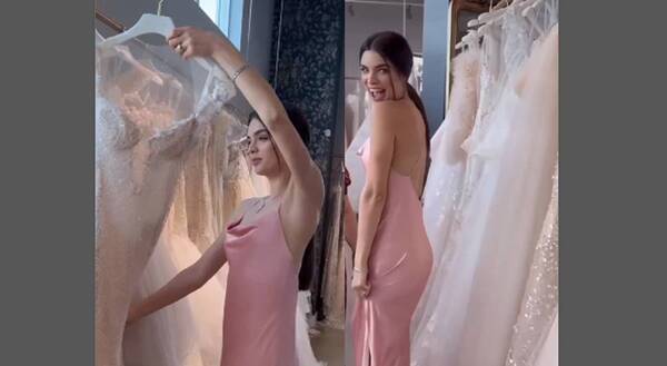 [VIDEO] Nadia Ferreira ya se anda probando ¡vestidos de novia!