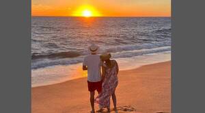 Las románticas vacaciones de pelotero, con su doña y su bebé en camino
