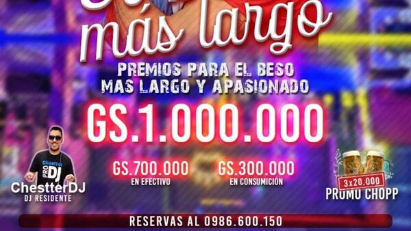 Premiarán a los "cariñosos" que se den  el beso más largo