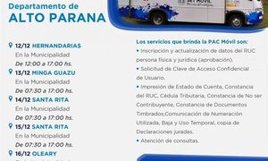 PAC Móvil realizará recorrido por Alto Paraná con varios servicios gratuitos