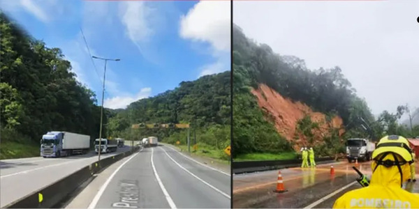 DESPLAZAMIENTO DE TIERRA EN CARRETERA BRASILEÑA PREOCUPA AL TRANSPORTE INTERNACIONAL