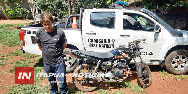 POLICÍA RECUPERA MOTOCICLETA HURTADA Y APREHENDE A SPTO. AUTOR