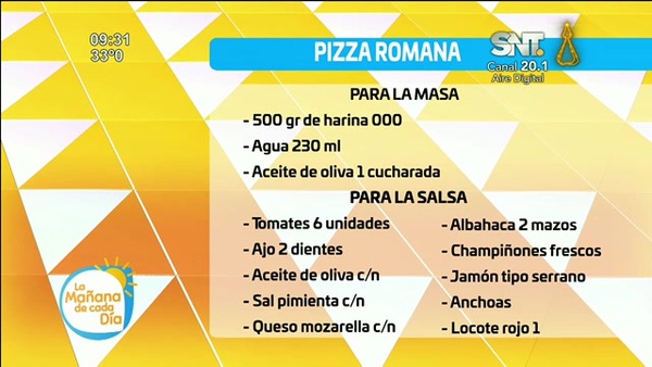 Bloque Cocina de la Mañana de Cada Día: "Pizza Romana" - SNT
