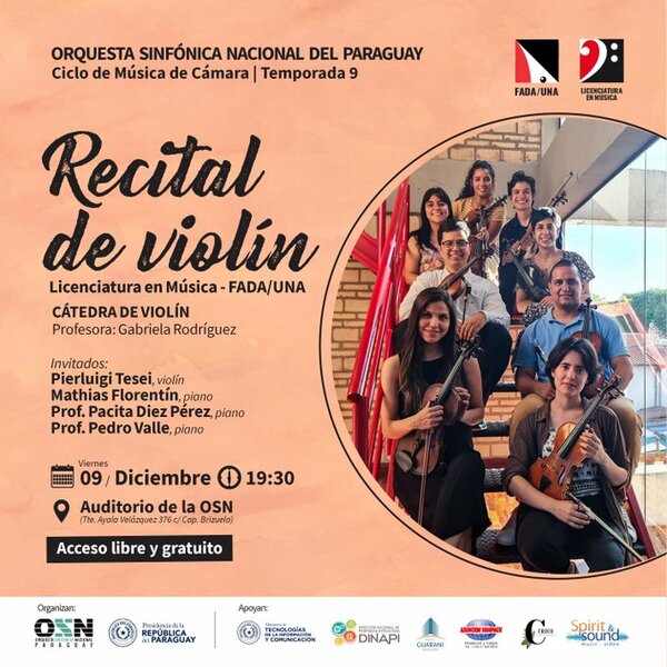 Recital de Violín este viernes en el auditorio de la Orquesta Sinfónica Nacional del Paraguay - .::Agencia IP::.