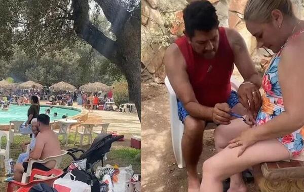 Pareja estaba en una pileta pública y decidió depilarse adelante de todos – Prensa 5