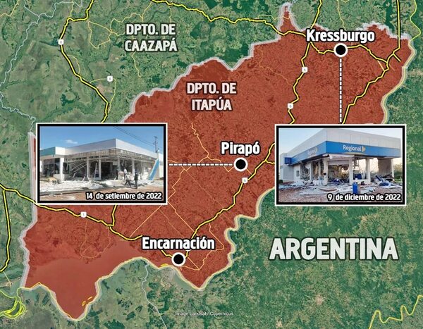 Pericia confirma que la misma banda atacó bancos en Pirapó y Kressburgo - Policiales - ABC Color