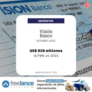 Los depósitos del Visión Banco llegaron a US$ 828 millones a octubre 2022 | Bancos | 5Días