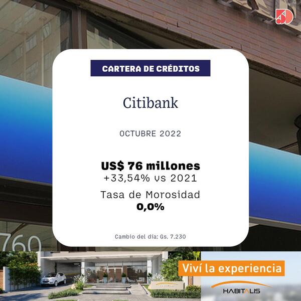 La cartera de créditos del Citibank creció 33% a octubre | Bancos | 5Días