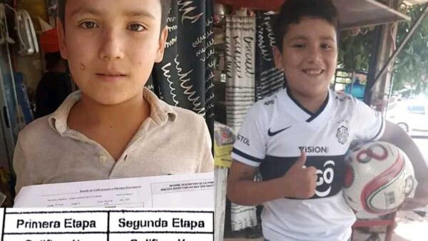 Sacó buenas calificaciones y policías le regalaron una indumentaria de fútbol