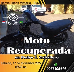 Recuperan gracias a Frontier Security una motocicleta hurtada en General Genes - Radio Imperio