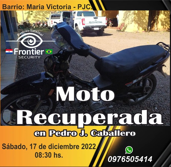 Recuperan gracias a Frontier Security una motocicleta hurtada en General Genes - Radio Imperio