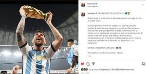 Otro récord para Messi: Foto con más likes en la historia de Instagram - Mundial Qatar 2022 - ABC Color