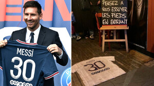 Diario HOY | "No olvides limpiarte los pies": Usan camiseta de Messi como alfombra en bar de Francia