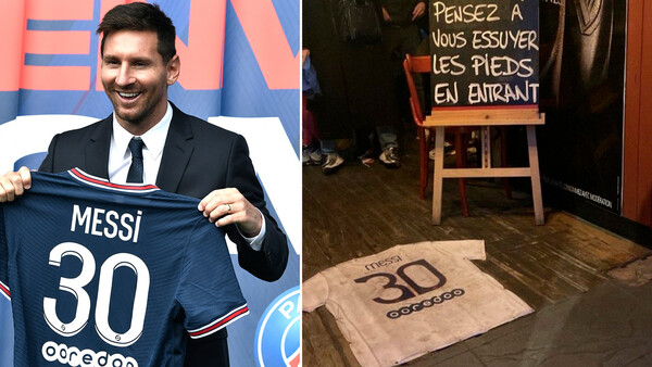 Diario HOY | "No olvides limpiarte los pies": Usan camiseta de Messi como alfombra en bar de Francia