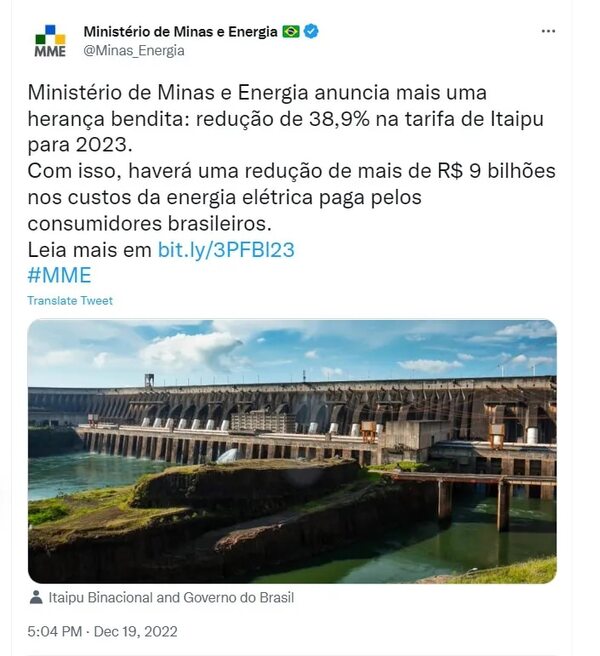 Itaipú: en los primeros meses de 2023 se facturará igual que en 2022, dicen - Economía - ABC Color