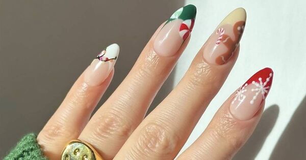 Cinco ideas de uñas francesas para Navidad