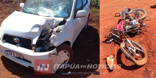 MOTOCICLISTA EN GRAVE ESTADO TRAS TREMENDO IMPACTO EN YATYTAY - Itapúa Noticias