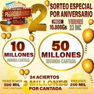 Bingo Radial Pedrojuanino sortea más de G. 60 millones en su segundo aniversario - Radio Imperio