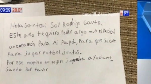Rodriguito pide a Papa Noel un corazón donante para su papá - Paraguaype.com