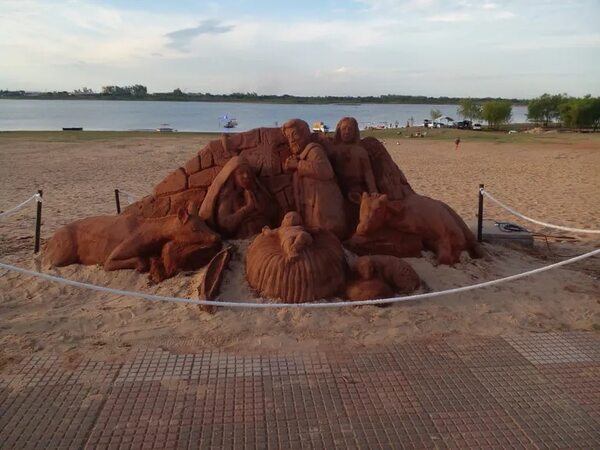 Arte en la Costanera: un pesebre hecho de 25.000 kg de arena - Nacionales - ABC Color