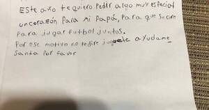 La Nación / “Quiero un corazón para mi papá, para que se cure”, dice la conmovedora carta de un niño a Santa
