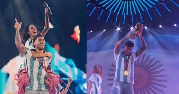 [VIDEO] Rodrigo De Paul apareció con la Copa del Mundo y cantó con Tini Stoessel