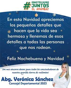 Abg. Verónica Sánchez: Seguramente el mejor adorno de Navidad sea una gran sonrisa