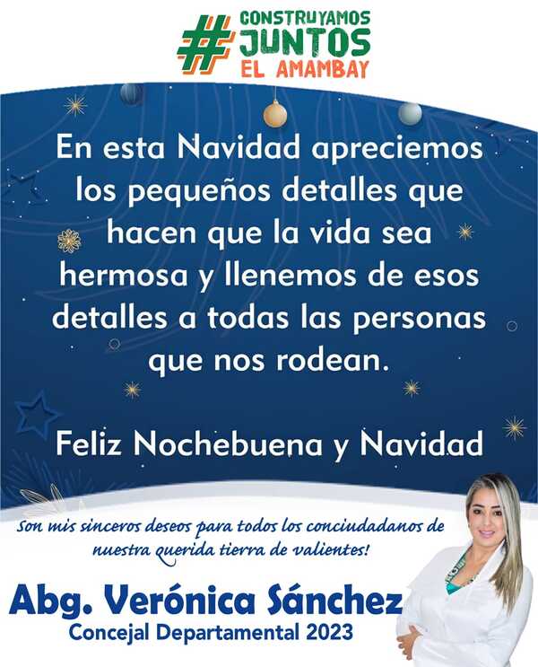 Abg. Verónica Sánchez: Seguramente el mejor adorno de Navidad sea una gran sonrisa
