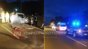 MOTOCICLISTA SE INCRUSTÓ EN LA PARTE TRASERA DE UN AUTOMÓVIL - Itapúa Noticias