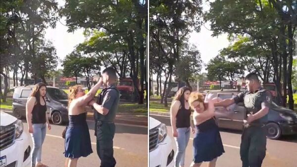 Madre e hija casi matan a un joven antes de sopapear a poli