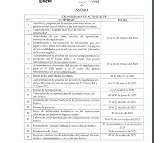 Clases inician el 20 de febrero en instituciones educativas