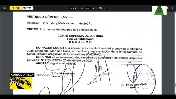 Sala Constitucional rechaza acción - ABC Noticias - ABC Color